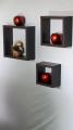 SET OF 3 PIECES CUBICLE WALL HANGING SHELF DARK BROWN. 