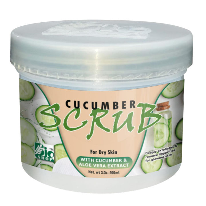 Bio Shop™ Cucumber Facial Scrub Best For Dry Skin | Scrub For Face & Body | Cucumber Scrub For Rejuvenating And Healing Benefits 100Ml