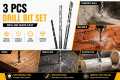3PCS Drill Bit Set for Wall, Wood & Iron | High Hardness Steel Electric Drill Bits | Masonry Metal Wood Drill Bit Set | Heavy Duty Drill Machine Accessories. 