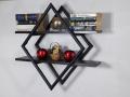 PVC RHOMBUS WALL HANGING SHELF BLACK WITH BROWN. 