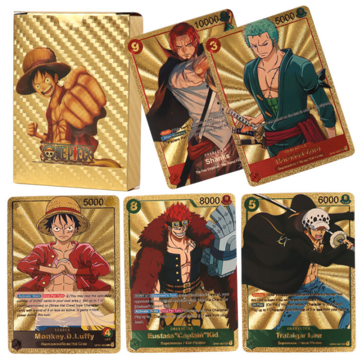 Emotion HENG 55Pcs/Box ONE PIECE Gold foil card Anime Luffy Zoro Shanks Trading Proxy Collection Card for Children Gift Toys