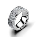Yiwu futian market wholesale Fashion Jewelry Titanium Steel Five Row Diamond Rings Stainless Steel men Diamond Rings. 