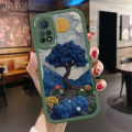Hontinga for Redmi Note 11 Pro 4G 5G Redmi Note 12 Pro 4G Back Cover PU Leather Sun and Trees Phone Case Soft Silicone Edge Mobile Cover. 
