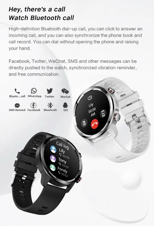 Hx08 Smart Watch Co-Fit Full Touch Screen Fitness Bt Answer Call