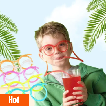 New Drinking Straw Glasses Funny Drinking Straw Unique Flexible Drinking Tubes Colorful Baby Straw Kids Party Baby Birthday Party Toys