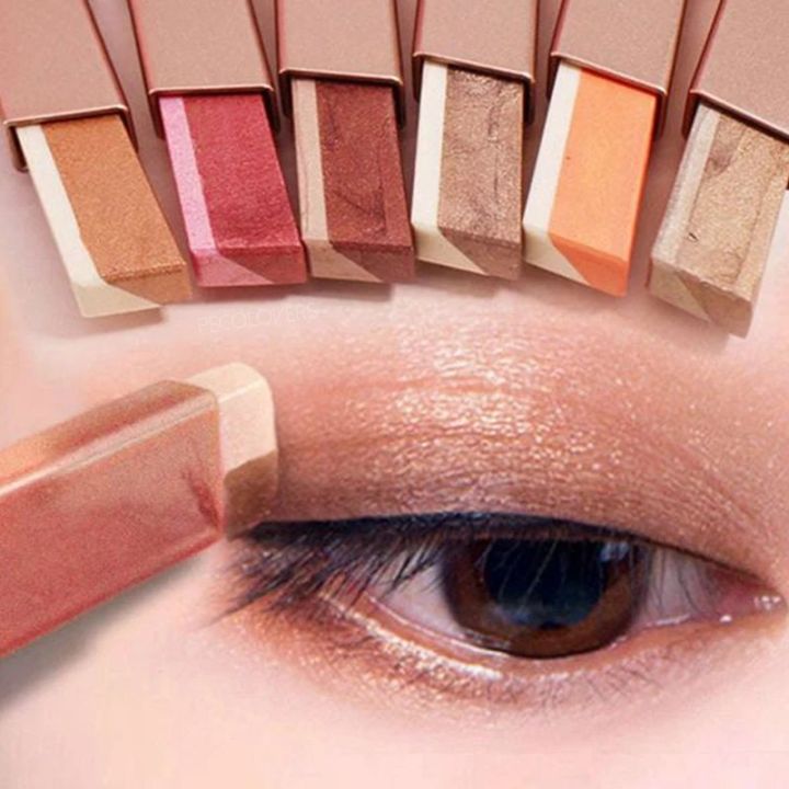Eyeshadow Stick 2 In 1 Double Color Gradient Velvet Shadow Stick Eye Makeup Waterproof Lasting Shimmer Metallic Eyeshadow Makeup