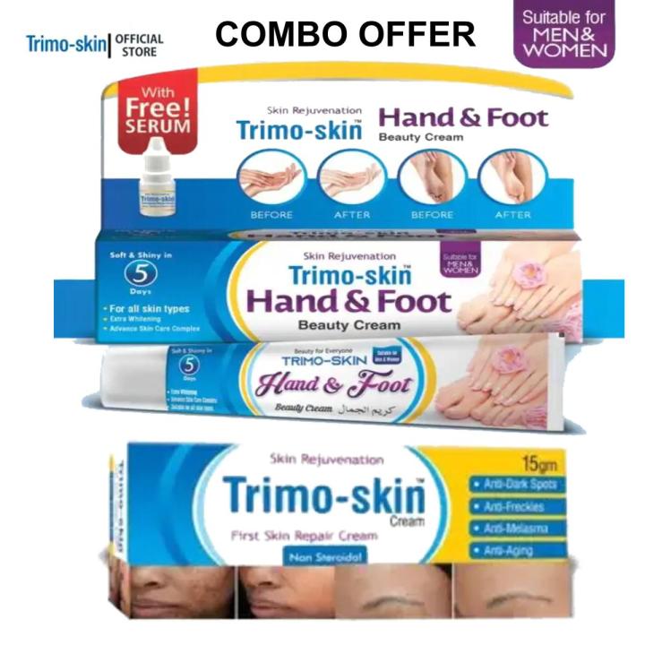 Combo of 2 Trimo Skin Creams Skin Whitening for Face, Scar Removal, With Hand, Foot Whitening Cream and Pigmentation Removing Cream For All Skin Types Health & Beauty / Skin Care / Moisturizers and Cream