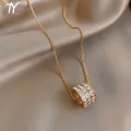 Korean Style Pearl Stone Cylinder Pendant Long For Woman Sweater Jewelry Party Girl Elegant Sweater Chain. 