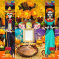Day Of The Dead Hanging Flags Mexican-themed Party Decorations Halloween Porch Sign Skeleton Couple Party Decoration Hanging Door Curtain Banner. 