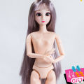 【HOT】 Long Colored Hair 1/6 Bjd 30Cm Nude Nake Doll Body Multi-Joint Mobility 3D Artificial Eye Princess Toys For Girls Babies Dressup. 
