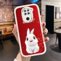 Hontinga for Redmi Note 9 Back Cover PU Leather Cute Rabbit Case Soft Silicone Edge Phone Cases. 