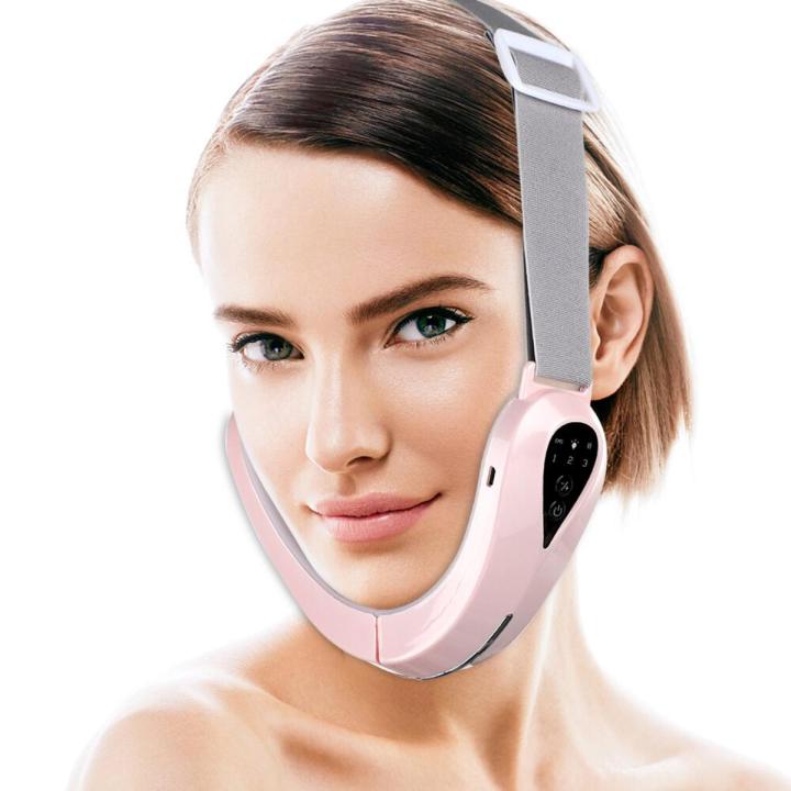 EMS Facial Massager V-Line Lift Up Belt Chin Lift Belt Machine Red Blue Light LED Face Slimming Vibration Massager Face Lifting