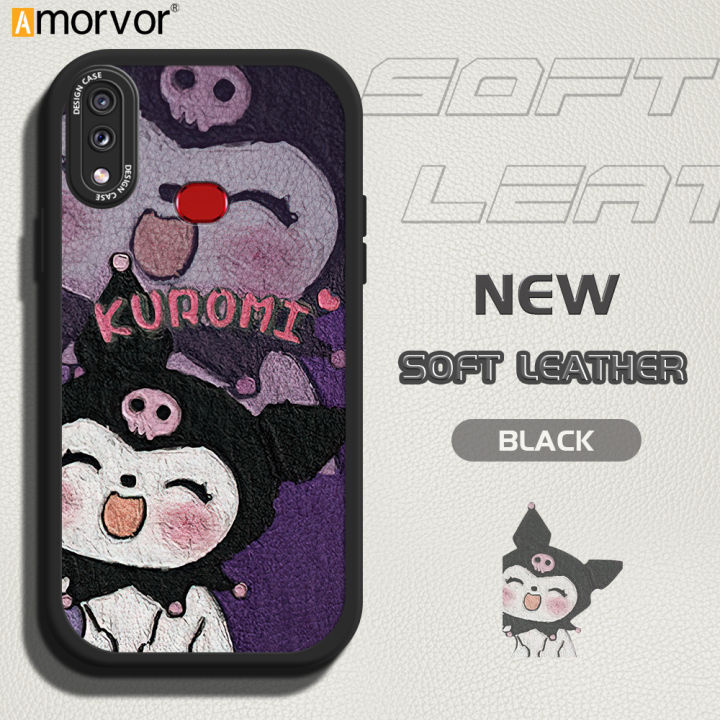 AMORVOR for Samsung Galaxy A10S Back Cover PU Leather Cartoon Sanrio Kuromi Phone Case Soft Silicone Edge Phone Cover