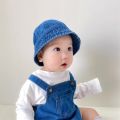 Korean Cowboy Baby Bucket Hat Summer Outdoor Girls Boys Sun Cap Solid Color Toddler Children Casual Panama Cap. 