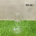 50ml Graduated Conical Flask, Borosilicate 3.3 glass, Conical Flask Pyrex Iwaki Asahi Glass, Laboratory glassware, Chemical-resistant & Heat-resistant glass Conical Flask, scientific glassware, low form Conical Flask, Chemistry apparatus. 