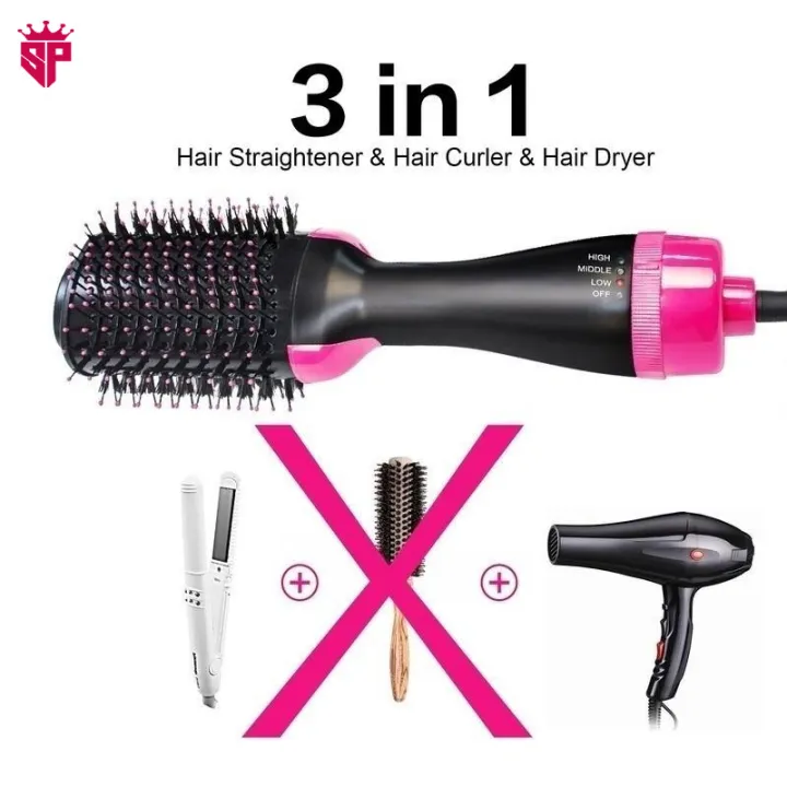 Hair Dryer Brush 3-in-1 Hot Air Brush Hair Styling Machine Brush for Women Fast Drying Styling Straightening Curling Hair Brush Set Suitable for All Hair Types