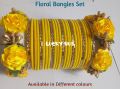Floral Bangles Set ( including 2 Floral Bangles and 24 Velvet and Golden Glass Bangles ) / Artificial Flower Bangles Set / Floral Gajra Set for girls and women in different colours and Standard Size ( Sawa Do. 