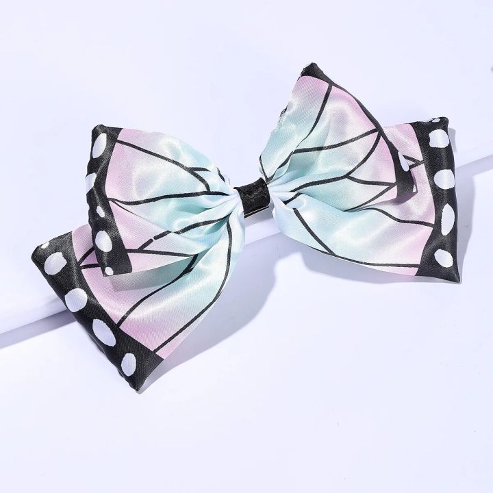 Anime Demon Slayer Cosplay Bow Hair Clips Accessories Shinobu Nezuko Tanjirou Headwear for Women Girls