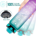 Water Bottle with Straw, Sports Water Bottle, 1 Litre, BPA-Free, Tritan, Leak-Proof, Motivational Water Bottle with Time Markings for University, School, Fitness, Bicycle, Children (Colour Gradient. 