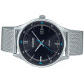 CASIO BLACK DIAL WITH DATE & MESH STEEL BRACELET MEN'S WATCH - MTP-E710M-1AVDF. 