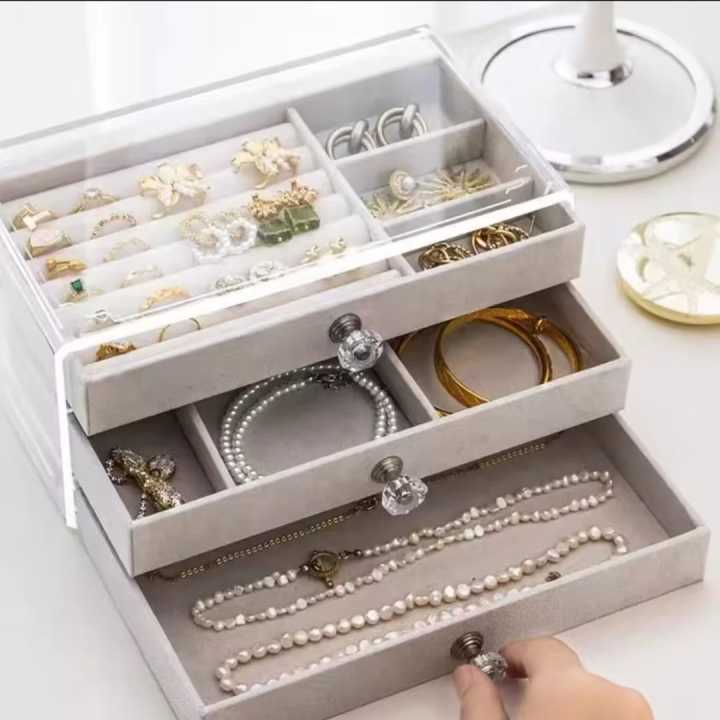 Luxury Transparent Jewelry Storage Box Organizer – Multi-Layer Ring ...