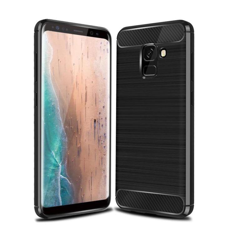 【BestGO】Back Cover For Samsung Galaxy A8 Plus  (Main screen size: 6.0 inch) Soft Silicone TPU Phone Case Carbon Fiber Texture Brushed Phone Casing