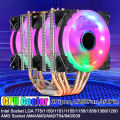 EVESKY CPU COOLING FAN 3 FANS 3/4 PIN 6 HEAT PIPES RGB SILENT COMPUTER CASE COOLER CPU HEATSINK FOR INTEL AMD CPU. 