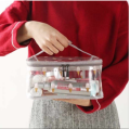 Cosmetic Organizer Makeup Brush Bag Cosmetics Transparent Multifunction Large Waterproof Portable Travel Makeup Cosmetic Bags - Pink - 1Pc. 