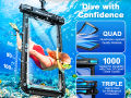Hiearcool Waterproof Phone Pouch, Waterproof Phone Case for iPhone 14 13 12 11 Pro Max XS Plus Samsung Galaxy With Case Friendly, IPX8 Cellphone Dry Bag Beach Essentials for Cruise Travel. 