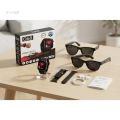 Q68 Smart Watch + Bluetooth Audio Glasses Combo – 2.01" AMOLED Display, Fitness Tracker with Open-Ear Audio Sunglasses for iOS & Android – Black. 