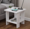 Elegant Modern Rectangular Side Table with Open Storage for Living Room/Bedroom - 16"x16"x17". 