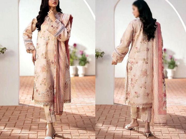 Digital All-Over Print Lawn Suit 2024 with Lawn Dupatta For Women For Girls