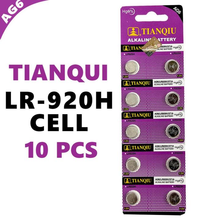 10pcs TIANQIU LR920H 371A Alkaline 1.5V Battery Coin Button Cell SR69, SR920SW, SR920, SR921, SR69, 370, LR69, LR921, AG6, LR920 Cell for Wrist Watches Toys Remote