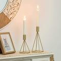 Geometric Wire Taper Candle Holders Candlestick Holder Set of 2, Modern Minimalist Decorative Centerpiece for Fireplace Mantel Coffee Tabletop Counter, Gold/Black Finish Customized by ZMT Traders. 