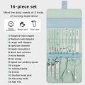 16 Pcs Stainless Steel Color-Coated Manicure and Pedicure Set with Leather Case for Travel and Home Use | Random Color. 