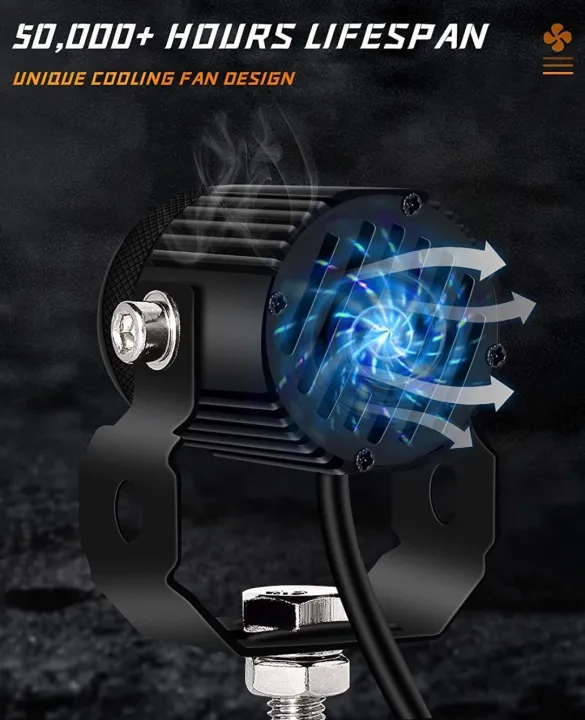 AKE%202-PCS%20HJG%20Mini%20Driving%20with%20RED%20DRL%20Motorcycle%20Led%20Light%2020w%20Dual%20Tone%205%20Function%20with%20Flasher%203-Wires%20Fog%20Led%20For%20motorcycle,%20Car,%20Jeep%20-%20Image%204