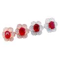 INTERNET CELEBRITY LIVE PLATING 18K LUXURY FULL DIAMOND SIX PIECES OF FLOWER RING EARRINGS STUD PENDANT NECKLACE JEWELRY SET TIKTOK. 