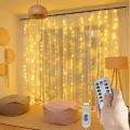 Window Curtain String Light 9.8 X 9.8Ft USB Fairy Lights Curtains with Remote Control 8 Modes Fairy Lights String for Kids Bedroom Party (Warm White) s. 