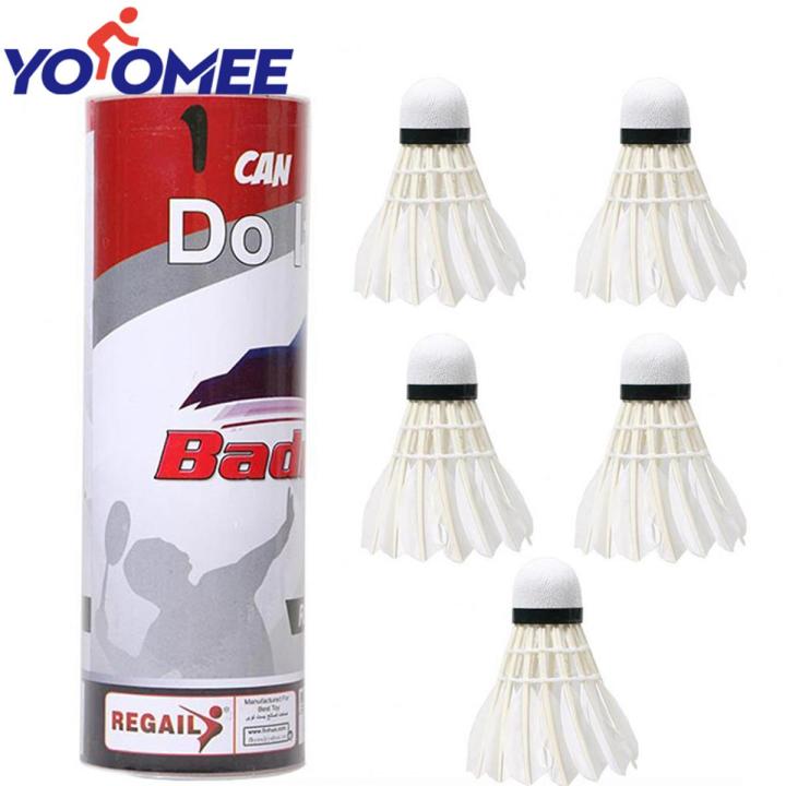 Yoomee 5Pcs/Box Badminton White Duck Board Feather Flying Stability Durable Shuttlecock Ball Foam Head Shuttlecock Training