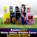 Realme C12 Back Cover Water Glitter Window Shutter Slide Camera Protection Shiny Ladies Soft Silicon C12 Case For Girls. 