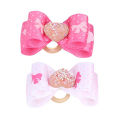 15 x Mixed Pet Small Dog Hair Bows Elastic Bands Puppy Cat Rhinestone Grooming. 