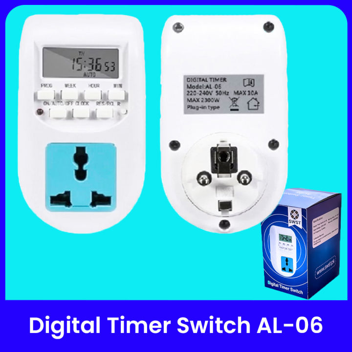 AL-06 Digital Timer Switch – 220V Programmable LCD Time Control Switch for Lights, Fan, Pump, AC – Weekly Daily Timer On/Off Automation