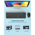 Wireless Keyboard And Mouse, WisFox USB Computer Keyboard With Silent Keys, Long Battery Life, 2.4GHz Full-Size Lag-Free Cordless Combo For PC Laptops Windows Mac Chrome OS (Black). 