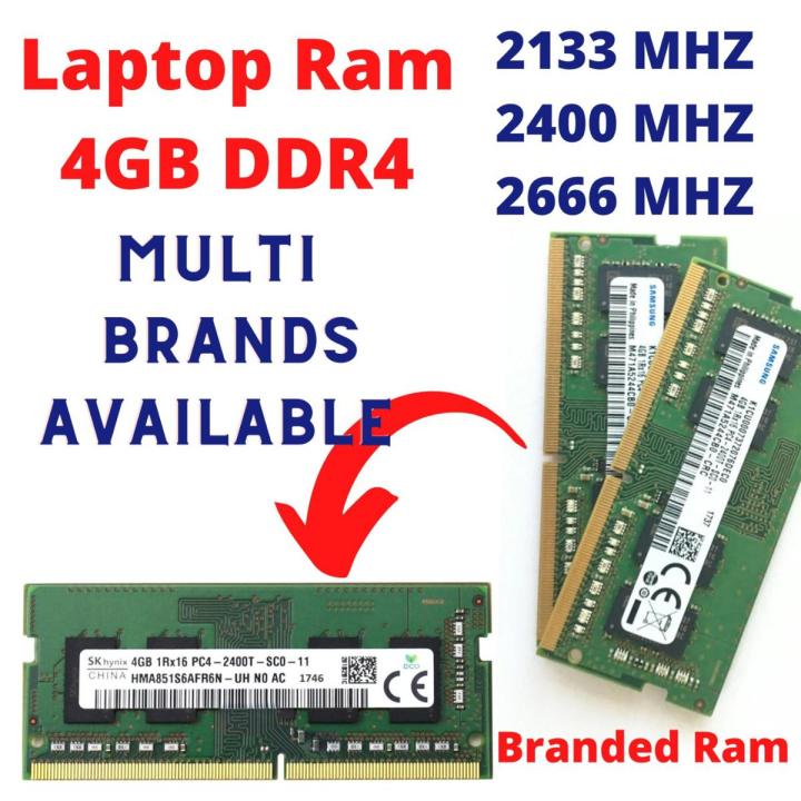 4gb Ram DDR4 for Laptop Multi Brands 2133 MHZ 2400 MHZ 2666 MHz Available