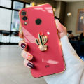 For Huawei P20 Lite Cover Fashion Rhinestone 3D Cactus Shiny Plating Square Bumper Phone Case Soft Silicone Shockproof Protective Back Cover. 