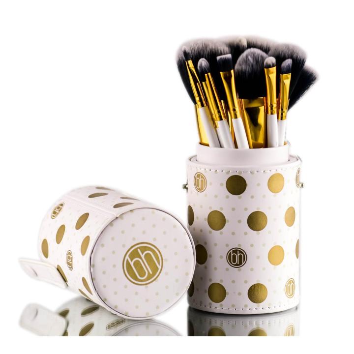 BH Cosmetic White Dot Makeup Brushes Set of 11 Brushes (Best for Make up)