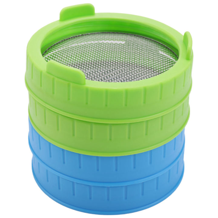 4 Pack Plastic Sprout Lids with Stainless Steel Screen for Mason Jars