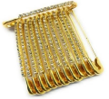 Fancy Golden Color Diamonds Designer Safety pin Saree pin one Side of Safety pin - Pack of 6. 