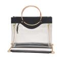 Astore Transparent Black Faux Leather Fix Gold Chain Acrylic Bag with Inside Vanity Party ShoulderBag and Handbag bags For Women and Girls. 