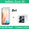 Pack of 2 -  Infinix Zero 20 Complete Black 9D 5D 10D 11D 6D 21D Tempered Glass Full Glue Edge to Edge Screen Protector Premium Quality + 9H Flexible Gorilla Nano Camera Lens Glass Protector For infinix zero20 - Transparent. 
